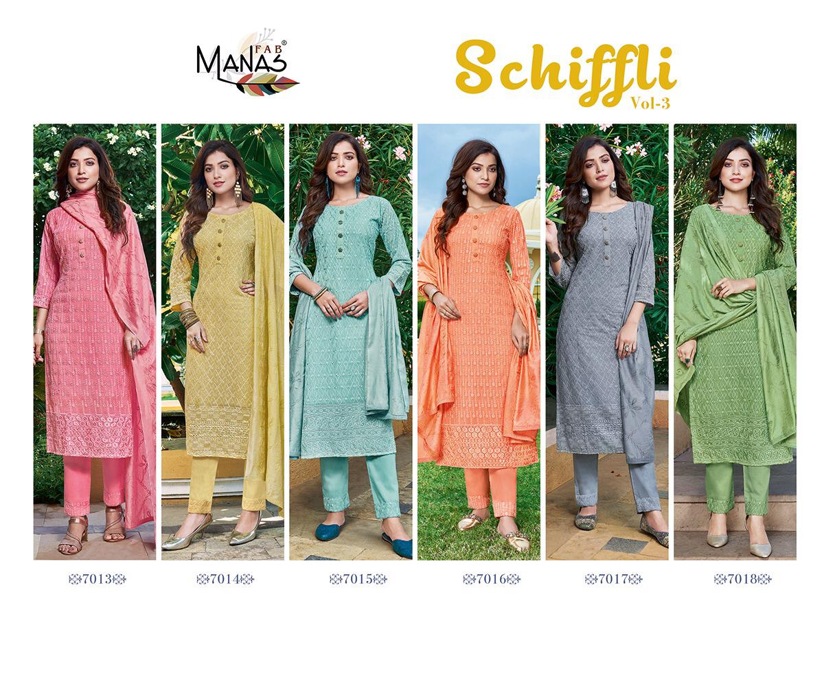Manas Schiffli 3 Georgette Fancy Festive Wear Ready Made Designer Collection
